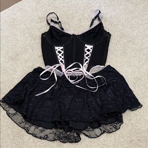 Elegant Black Lace Corset Lingerie Set